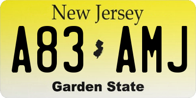NJ license plate A83AMJ