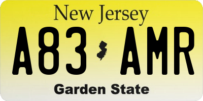 NJ license plate A83AMR