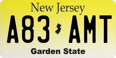 NJ license plate A83AMT