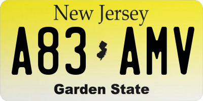 NJ license plate A83AMV