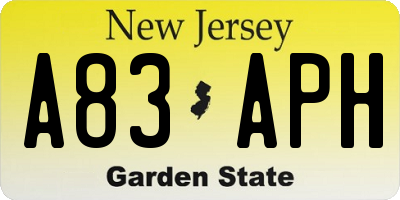 NJ license plate A83APH