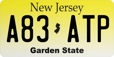 NJ license plate A83ATP