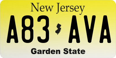NJ license plate A83AVA