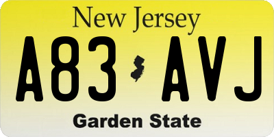 NJ license plate A83AVJ