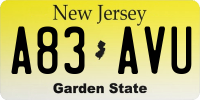 NJ license plate A83AVU