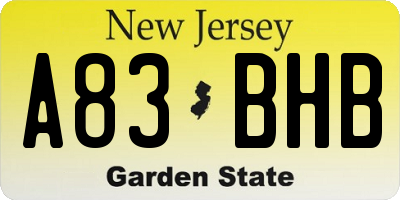 NJ license plate A83BHB
