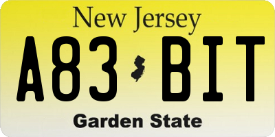 NJ license plate A83BIT