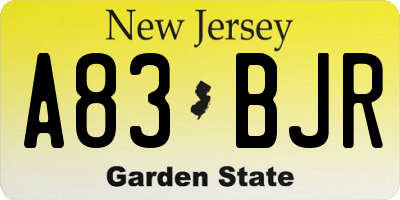 NJ license plate A83BJR