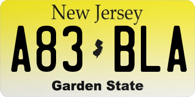 NJ license plate A83BLA