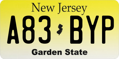 NJ license plate A83BYP