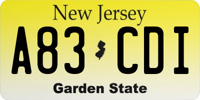 NJ license plate A83CDI