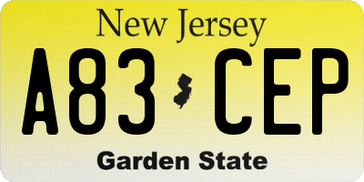 NJ license plate A83CEP
