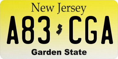 NJ license plate A83CGA