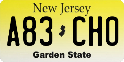 NJ license plate A83CHO