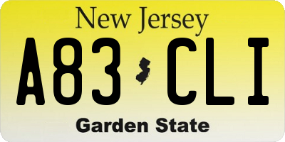 NJ license plate A83CLI
