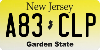 NJ license plate A83CLP