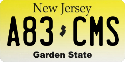 NJ license plate A83CMS