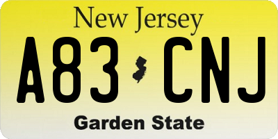 NJ license plate A83CNJ
