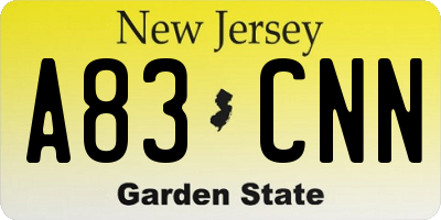 NJ license plate A83CNN
