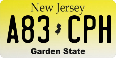 NJ license plate A83CPH