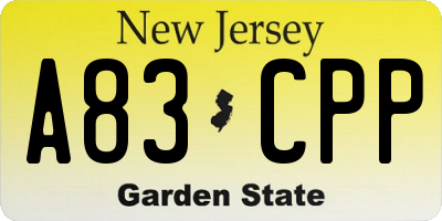 NJ license plate A83CPP