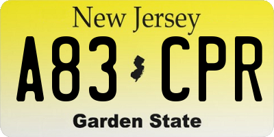 NJ license plate A83CPR