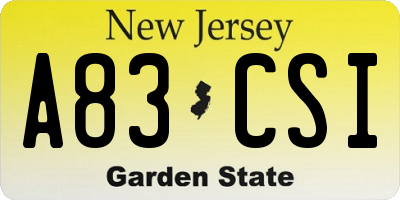 NJ license plate A83CSI