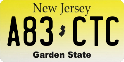 NJ license plate A83CTC