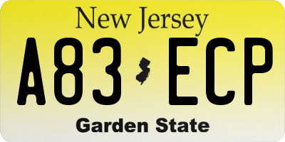 NJ license plate A83ECP