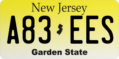 NJ license plate A83EES