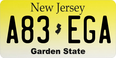NJ license plate A83EGA