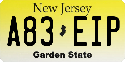 NJ license plate A83EIP