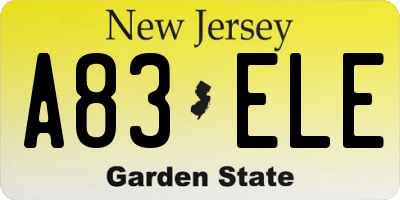 NJ license plate A83ELE