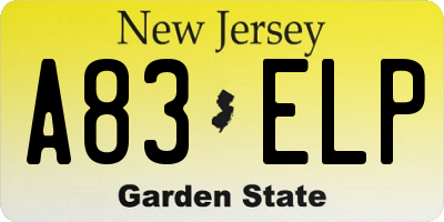 NJ license plate A83ELP