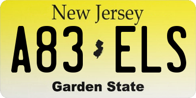 NJ license plate A83ELS