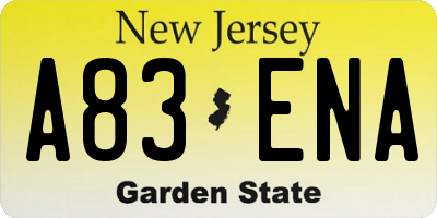 NJ license plate A83ENA