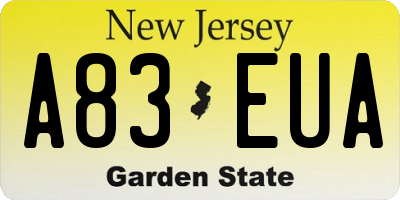 NJ license plate A83EUA