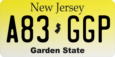 NJ license plate A83GGP