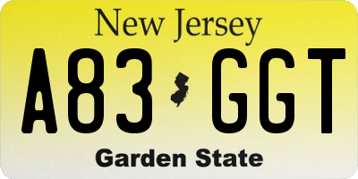 NJ license plate A83GGT