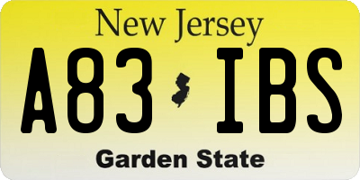 NJ license plate A83IBS