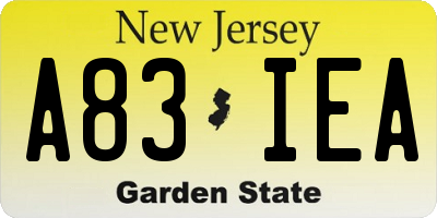 NJ license plate A83IEA