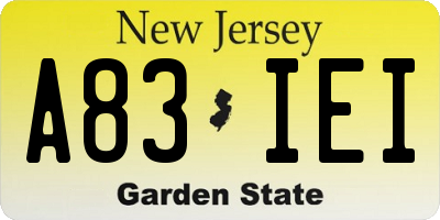 NJ license plate A83IEI