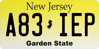 NJ license plate A83IEP