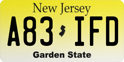 NJ license plate A83IFD