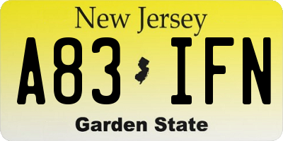 NJ license plate A83IFN