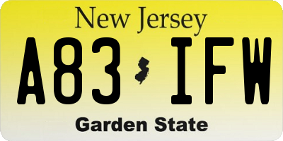 NJ license plate A83IFW