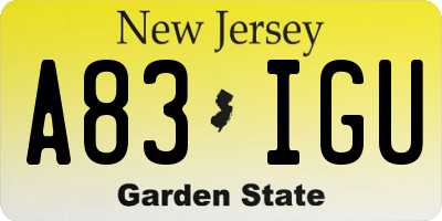 NJ license plate A83IGU