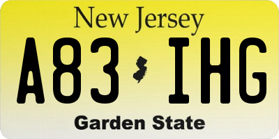 NJ license plate A83IHG