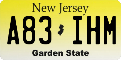 NJ license plate A83IHM
