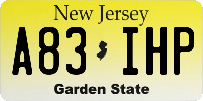 NJ license plate A83IHP